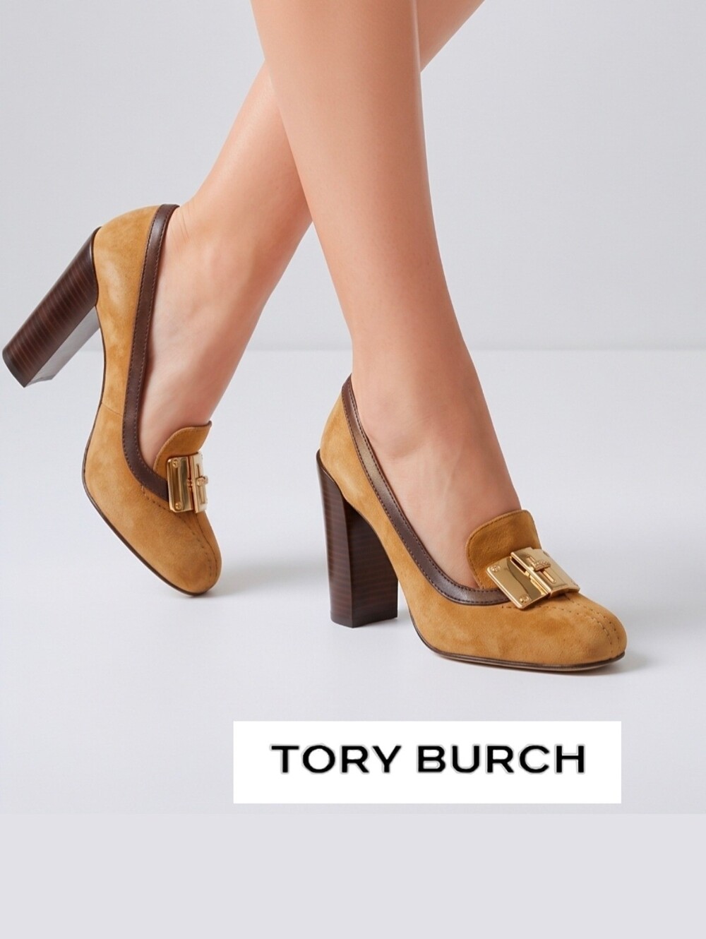 Tory Burch Howie Italy Made Womens Size 5 M Suede Buckle Toe Heeled Pumps Shoes